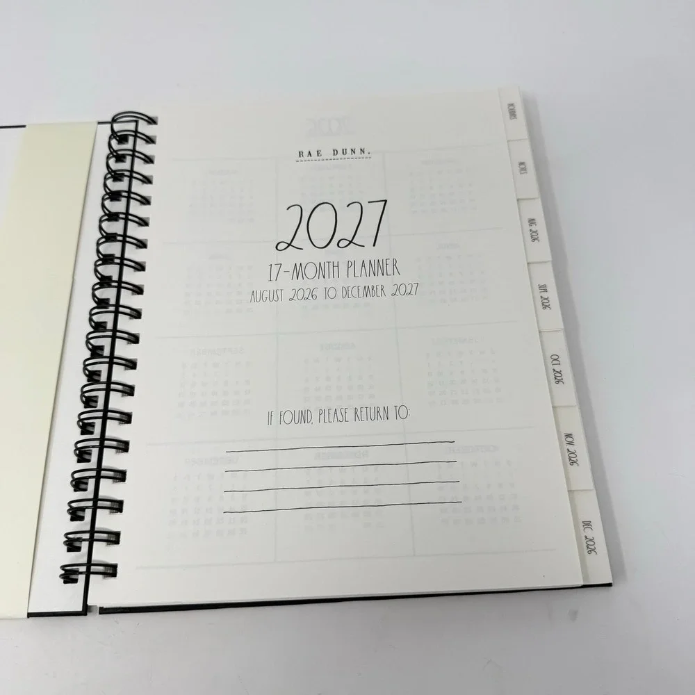 Rae Dunn 2027 17 Month Planner Black Gold Bee Hardcover Spiral Agenda Planner